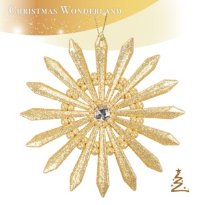 Décoration de Noël et de Nouvel An unique, ornement rond unique en acrylique à paillettes dorées, étoile éclatante - Product Image 2