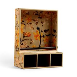 Caja de Joyería de Madera Hecha a Mano con 3 Compartimentos de Almacenamiento y Porta Servilletas |   Portarrollos de Papel Floral y Organizador de Mesa de Cocina - Product Image 3