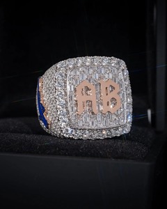 Custom Iced Championship <b>Ring</b> 925 Sterling <b>Silver</b> VVS Diamond Personalized Hip Hop Bling <b>Ring</b> Unisex <b>Statement</b> Jewelry Party - Product Image 1