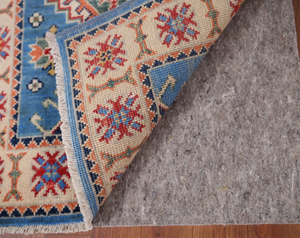 Alfombra Persa Anudada a Mano Kazak, Geométrica, Azul, Blanca, Multicolor, de Lana Ecológica, Antideslizante, de Pelo Medio, para Sala de Estar o Bar - Product Image 3