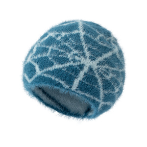 Blue White Abstract Jacquard Beanie Knit Hat Unisex Casual <b>Winter</b> <b>Cap</b> 56-58CM Adult Style - Product Image 5