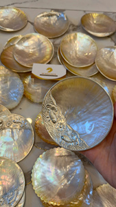 Luxury Gold/Silver Inlay Shell Dish Natural Iridescent Mother of Pearl Exquisite 8cm 10cm Fine Dining Plate Handcrafted <b>MOP</b> Tray - Product Image 5