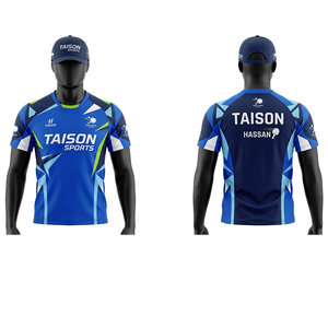 Camiseta de Tenis de Mesa para Hombre, 160 GSM, Poliéster Premium Interlock, Diseño de Panel Raglán Azul Lima, Impresión por Sublimación Personalizada - Product Image 4