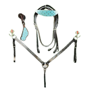 Venta caliente coraza ecuestre occidental tallado cuero brillante Acero inoxidable Halter Headstall costura elegante para montar - Product Image 1