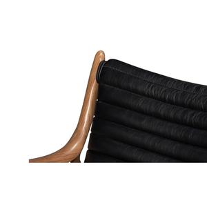 Fauteuils modernes en teck massif avec coussin en cuir PU, finition marron, chaise longue de haute qualité pour salon et appartement - Product Image 4