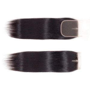 Perruque Lace Closure en Cheveux Indiens Remy, Lisse Crépu, Noire, Longue, Raie au Milieu, Extension - Product Image 2