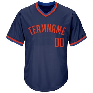 Maillot de baseball personnalisé bleu marine pour homme, manches courtes, numéro d'équipe sublimé, maille polyester, vêtement respirant et anti-humidité - Product Image 4
