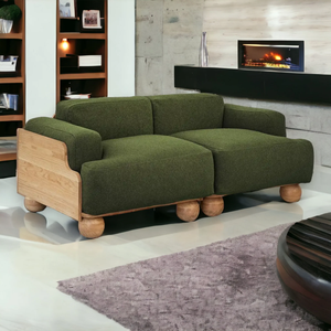 Customized Modern Luxury Solid Wooden Extendable Convertible Corner 2 Seater With Green Fabric <b>Sofa</b> for Living Room Villa - Product Image 5
