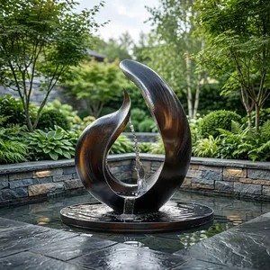 Fuente de Agua Moderna Abstracta de Acero Inoxidable, Escultura de Lujo para Decoración de Jardín Exterior, Hotel, Patio, Resort, Plaza, Entrada - Product Image 2