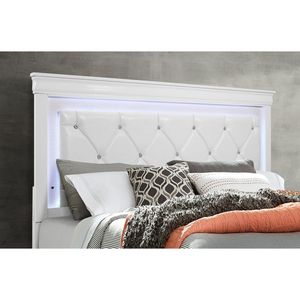 Letto King Size Bianco con Illuminazione LED e Testiera Imbottita Stile Shaker - Product Image 4