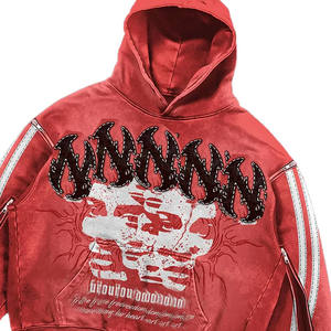 Custom Logo Streetwear Rhinestone Acid Wash Hoodie Heavy Cotton Screen Printing Sweatsuit Vintage Hoodies And Shorts Set For Men - Product Image 4