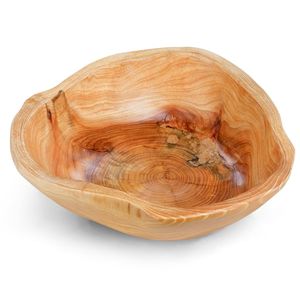 Bol de service en bois simple, artisanal, en bois naturel, pour la cuisine, la salle à manger, les salades, les fruits, écologique, durable - Product Image 1