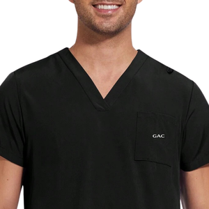 Ensemble de tenue médicale unisexe noir : Haut à manches courtes col en V et pantalon cargo jogger à taille élastique avec plusieurs poches, idéal pour les infirmières et la détection d'aiguilles. - Product Image 6