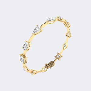 Bracelet tennis de luxe pour femme plaqué or avec diamants de laboratoire taille poire sertis à griffes 11.00 CTW - Product Image 4