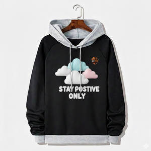 Sweat-shirts à capuche en coton 100% uni, confortables, anti-rides, écologiques, avec impression en relief, design personnalisé, pour une utilisation en extérieur en hiver - Product Image 1