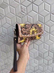 Nuevo Bolso de Mano con Grabado Artesanal, Elegante Bolso de Cuero con Diseño de Girasol, Bolso de Cuero Occidental Multiusos - Product Image 2