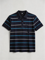 Men's Striped Short Sleeve for Shirt Knitted Casual Pocket Design Regular Fit Navy Blue White Teal Bangladesh 100% Cotton