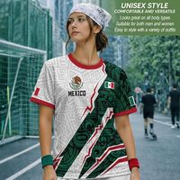 Camiseta de Fútbol de México Personalizada, Unisex, Manga Corta, Cuello en V, Sublimada, 100% Poliéster, Transpirable, Corte Regular, para Todas las Temporadas