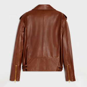 YOUSAF VIEW CO. 2026 High Quality Lady Vintage Motorcycle PU Jacket Gold Zip Women Windproof Lightweight Regular Length - Product Image 3
