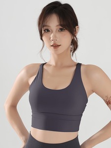 Soutien-gorge de sport croisé pour femme avec large bande sous le buste, haut de yoga et de gym, haute élasticité, coussinets amovibles moulés, bralette de sport - Product Image 3