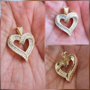 Pendentif en diamant avec cœur en or 14k pour femmes élégantes Trendy Micro Insert Lab Created Jewelry IGI Certified Engagement Wedding Arin - Product Image 2