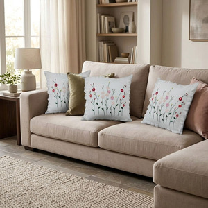 Wholesale High Quality White Cotton Embroidery Flower Lace Square Cushion Cover Throw Pillowcase <b>Sofa</b> Covers Hotel Customizable - Product Image 1