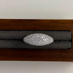 14K Gold Pavé <b>Dome</b> Lab Grown Diamond <b>Ring</b> Bombé Statement <b>Ring</b> Iced Out Cocktail <b>Ring</b> Bold Luxury Diamond Band Design - Product Image 1