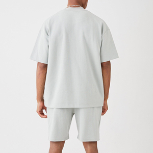 Custom 100% Cotton Breathable Quick Dry Two-pieces <b>Sets</b> Waffle Soft Regular T-shirt <b>Shorts</b> <b>Men</b> Casual <b>Short</b> <b>Sets</b> With Pocket - Product Image 5