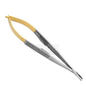 Porte-aiguille courbé Castroviejo de fabrication professionnelle, mâchoires standard de 11 mm, pointes émoussées, 140 mm x 1,25 mm - Product Image 2