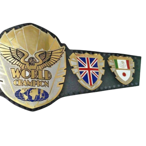 Ceinture de champion du monde avec drapeaux internationaux Canada, États-Unis, Royaume-Uni, Mexique, Japon, plaqué or, sangle noire, ceintures de championnat de collection - Product Image 4