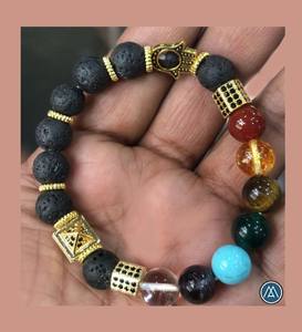 Antique Shree Yantra pyramide pierre de lave 7 Chakra Bracelet avec main Hamsa et destiny Claw Bracelet Chakra de guérison - Product Image 6