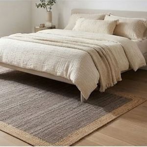 Tapis de sol rectangulaire gris en jute à tissage plat fin, style transitionnel, pour couloir, du fabricant indien, en vogue - Product Image 2