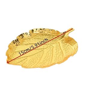 Bandeja de Metal personalizada chapada en oro, decoración para fiesta de boda, bandeja para servir, platos de cena de acero inoxidable delicados para restaurantes - Product Image 1