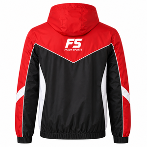 Veste coupe-vent légère imperméable pour homme avec logo personnalisé, à capuche, pour le sport en plein air, la course à pied, décontractée, style colorblock - Product Image 5