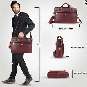 Sacoche de luxe en cuir véritable noir pour homme, sac messager professionnel, sacoche pour ordinateur portable imperméable en cuir texturé, vente en gros - Product Image 2