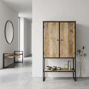 <b>Solid</b> <b>Wood</b> Kitchen Cabinets Industrial Mango <b>Wood</b> 2 Door Storage Sideboard Dining Room Furniture Living Room Furniture - Product Image 1