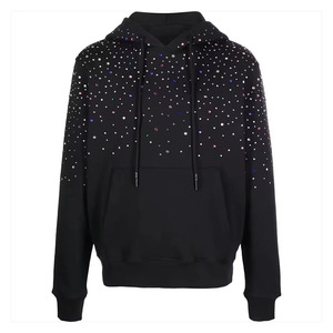 New Design Winter Men's Rhinestone Hoodie OEM Service Polyester/Cotton Fleece Breathable - Product Image 1
