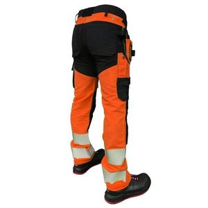 Pantalon de travail haute visibilité orange et noir pour homme, bandes réfléchissantes, plusieurs poches, uniforme de sécurité certifié CE - Product Image 5