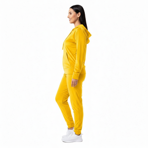 Plush <b>Velour</b> Hooded Fleece Track Set Drawstring Jacket Wide Leg Pants Quick Dry Viscose/Polyester Y2K Inspired Sporty Casual - Product Image 4