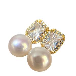 Boucles d'oreilles en perles d'eau douce naturelles pour femmes, style rétro, exquises, or 14 carats, parfumées, boucles d'oreilles en perles de niche exquises - Product Image 4