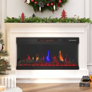 Chimenea Eléctrica Empotrable de 36 Pulgadas con Calentador de 1500W, Control Remoto, 7 Colores de Llama Ajustables, Bajo Nivel de Ruido-12 f - Product Image 1