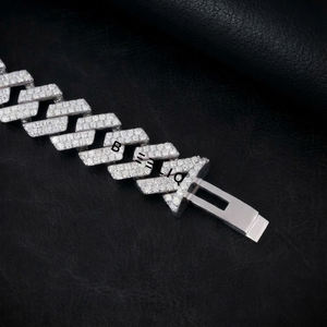 Pulsera Cubana de Dos Filas de 18MM con Incrustaciones de Diamantes Cultivados en Laboratorio VVS, en Plata de Ley 925, Joyería de Lujo para Hombre, Estilo Hip Hop - Product Image 3