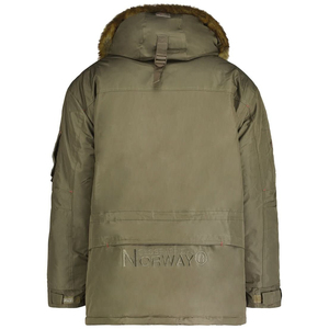 Men's Olive Green Hooded Safari <b>Jacket</b> With Mink Fur Lining Windproof Canvas Workwear Style Winter <b>Parka</b> Regular Fit - Product Image 3