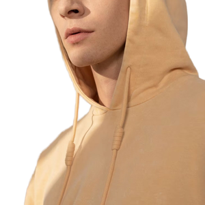 <b>Men</b> Winter for Beige Pullover Hoodie Drawstring Hood Long Sleeve Plain <b>Sweatshirt</b> Casual Streetwear Top 100% Cotton Fleece - Product Image 4