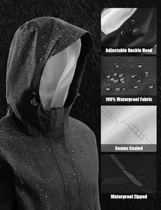 Chaqueta cortavientos impermeable con capucha, informal, estilo urbano, con bloques de color, plegable, para viaje. - Product Image 6
