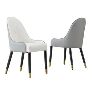 Modern <b>Faux</b> <b>Leather</b> <b>Dining</b> <b>Chairs</b> Set of 2 White and <b>Grey</b> with Metal Legs for Living <b>Dining</b> or Reception Room - Product Image 4