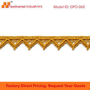 Encaje Guipur Geométrico Amarillo Mostaza de 10 mm, Ribete de Encaje GPO Ecológico de Lujo Personalizable, Fabricante Directo, Embalaje de 20 Metros para Saris - Product Image 6