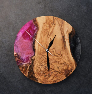 Artistic High Quality Epoxy Resin Wooden Wall <b>Clock</b> For Gifting Homedecor Luxury Polish Finished Time Piece For Restaurant Hotel - Product Image 6