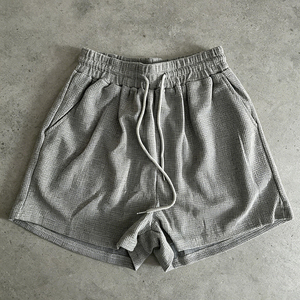 2026 Custom <b>High</b> Quality Men's Streetwear Summer Casual Solid Color Oversized Baggy Drawstring Waffle Knit Shorts - Product Image 3
