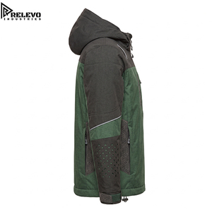 Chaqueta Táctica Personalizada de Alta Calidad para Exteriores, Abrigo Impermeable con Capucha en Verde y Gris Carbón con Paneles Geométricos - Product Image 3